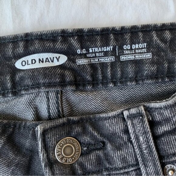 Old Navy High Waisted Straight Leg Faded Black Denim Jeans - Picture 3 of 4